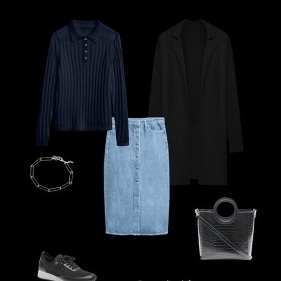 NWT BR buttoned Denim Midi Sk… - Picture 6 of 16